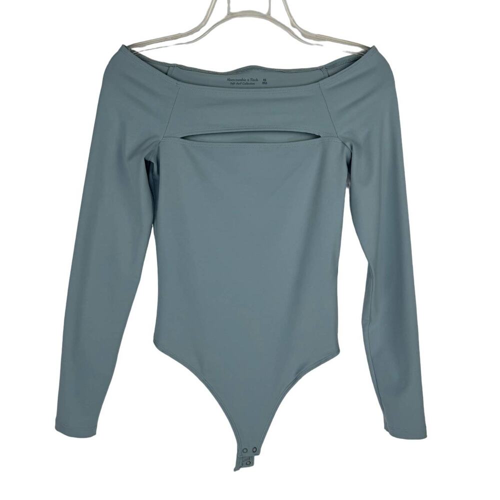ABERCROMBIE & FITCH | Dusty Blue Off‎ Shoulder Thong Bodysuit Top | Women's XS